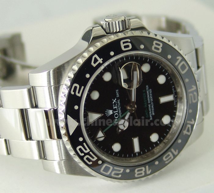 Replica Rolex GMT-Master II Ceramic Black Dial SS Watch